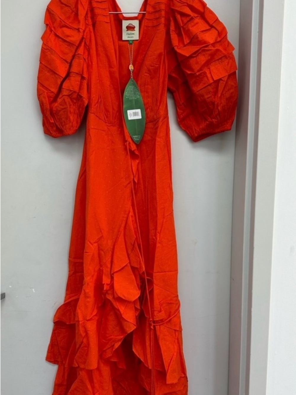 NWT FARM Rio Orange Ruffles
Midi Dress - Picture 3 of 5